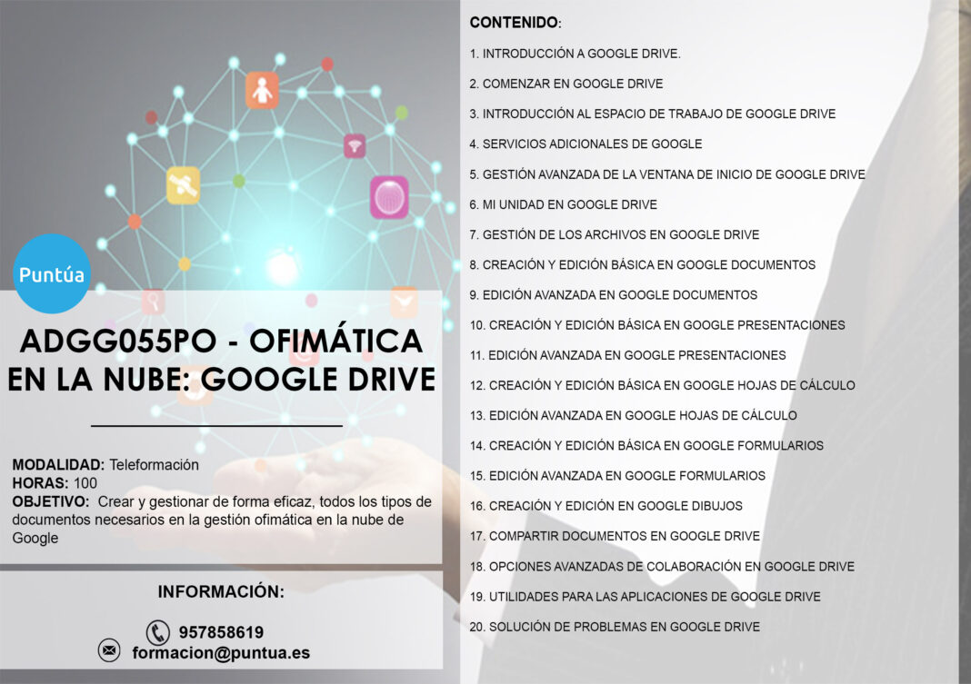 Informaci&oacute;n curso: Ofim&aacute;tica en la nube: google drive