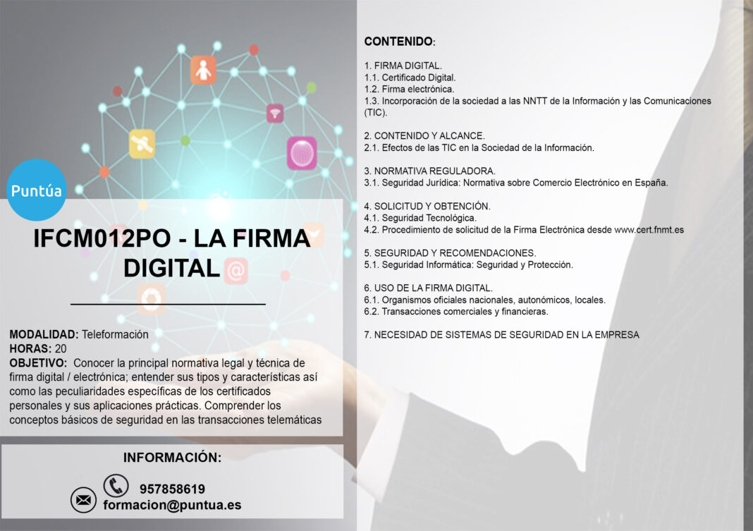 Informaci&oacute;n curso: la firma digital