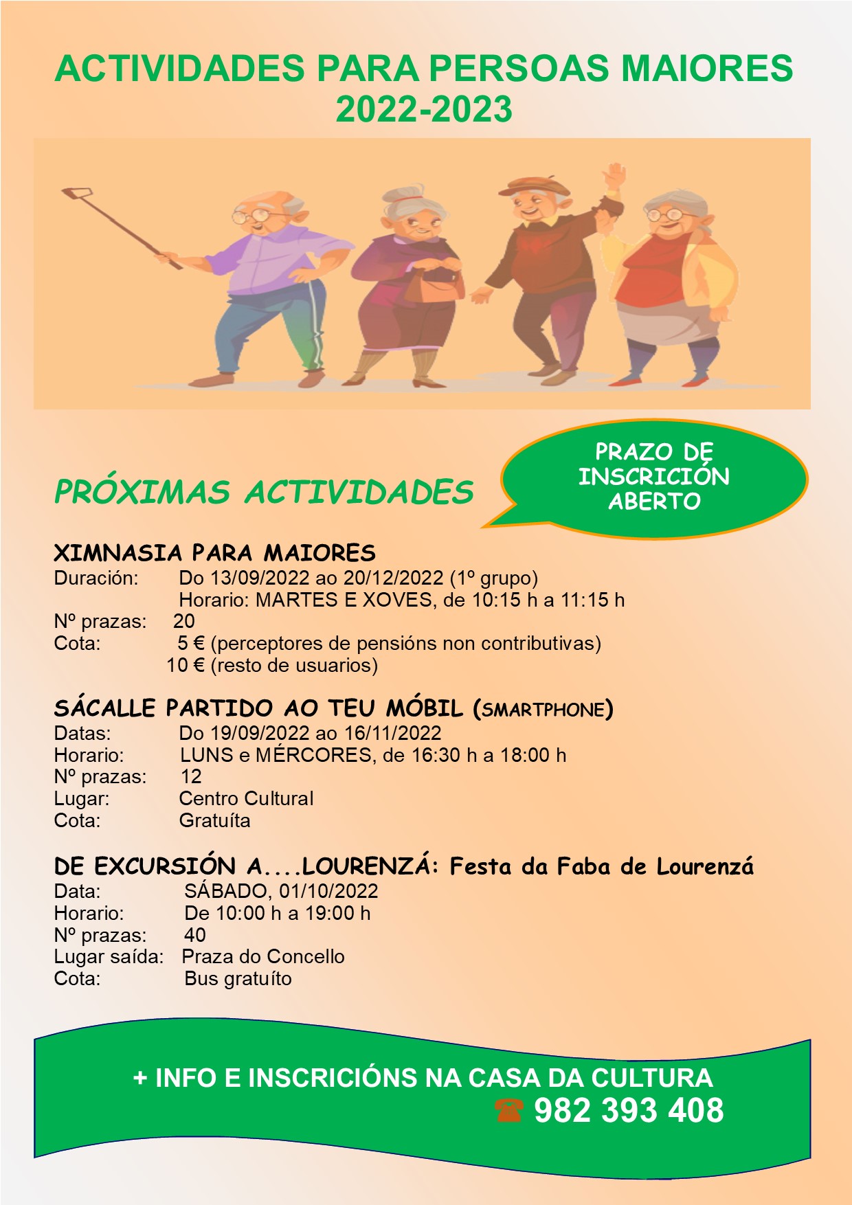 Próximas actividades personas maiores
