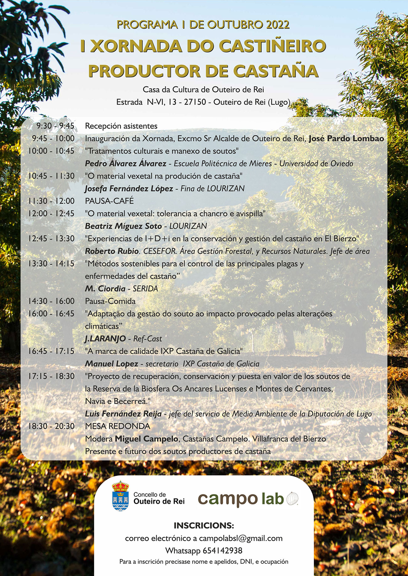 PROGRAMA I XORNADA DO CASTIÑEIRO PRODUTOR DE CASTAÑA