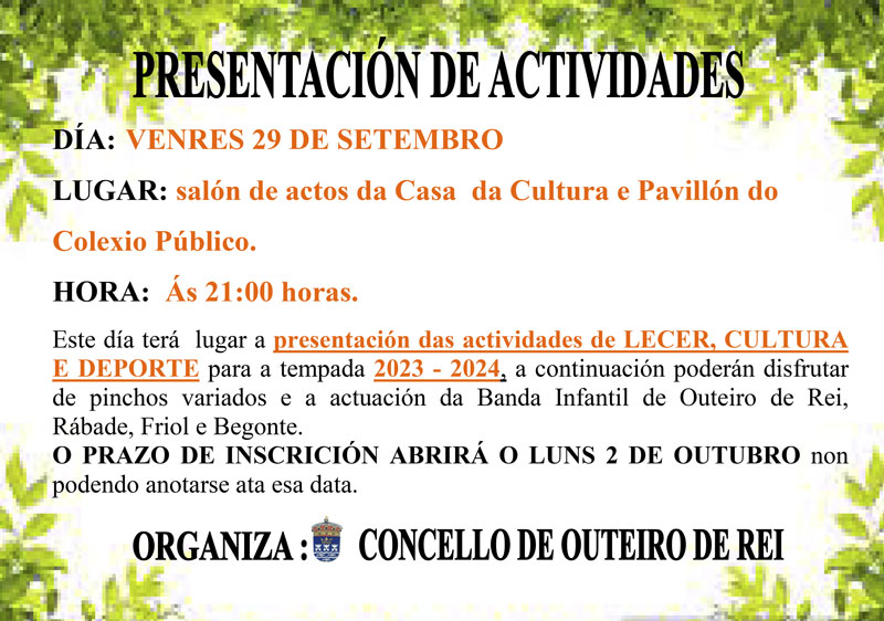 Presentación de actividades