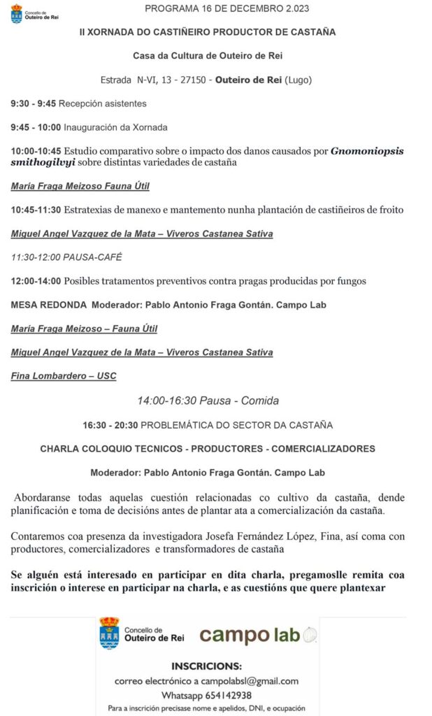 PROGRAMA II XORNADA DO CASTIÑEIRO PRODUTOR DE CASTAÑA